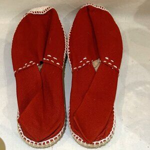Cousu Main Red Canvas Shoes Espadrilles Made in Spain Euro Size 35